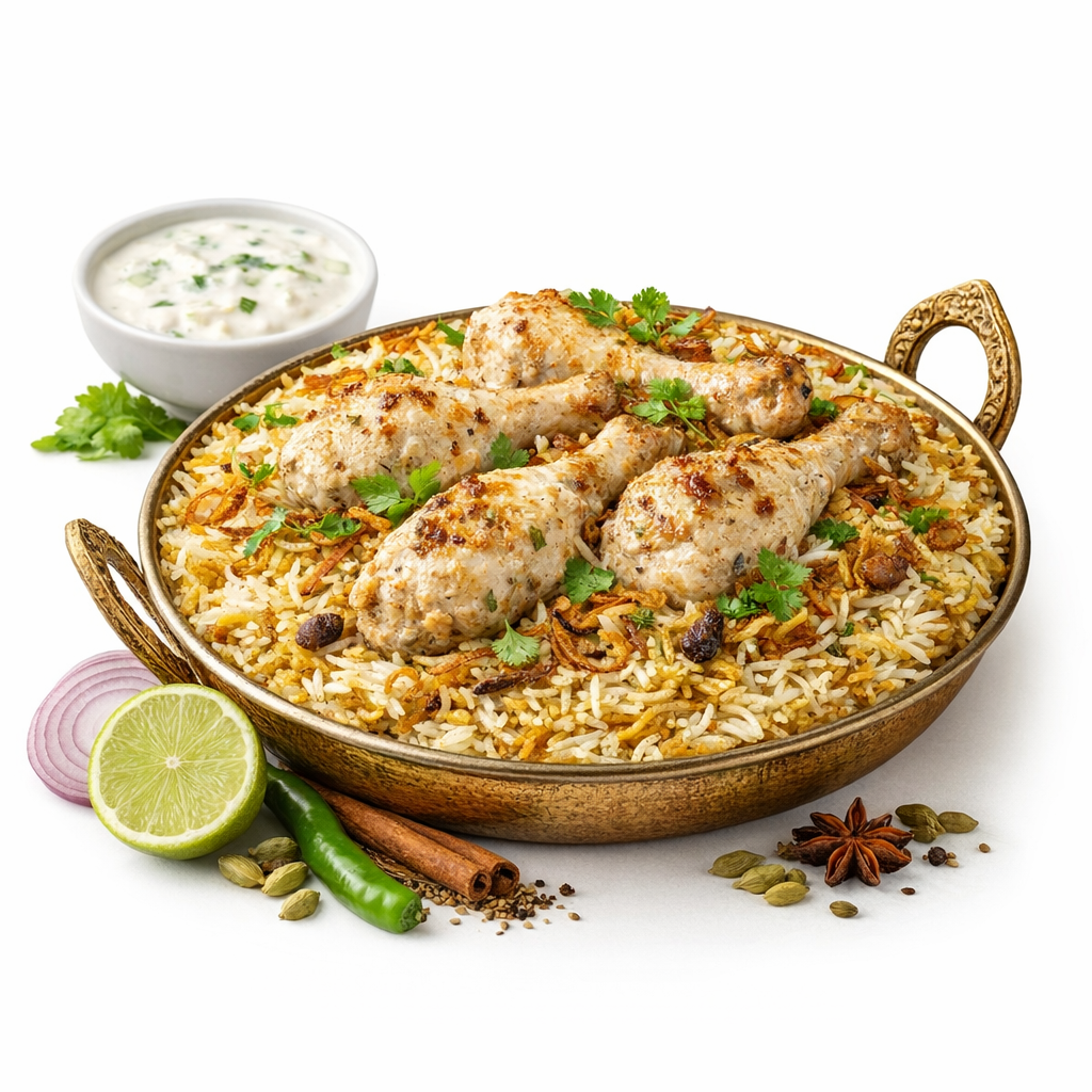 Chicken Malai Tikka Leg Biryani