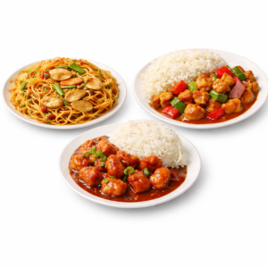 Chicken manchurian with rice