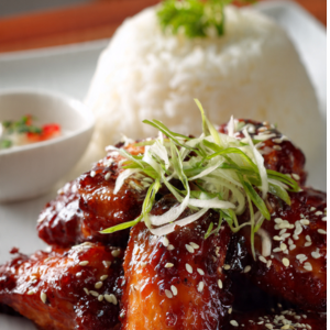 Honey Wings with Rice  (5 Pcs)